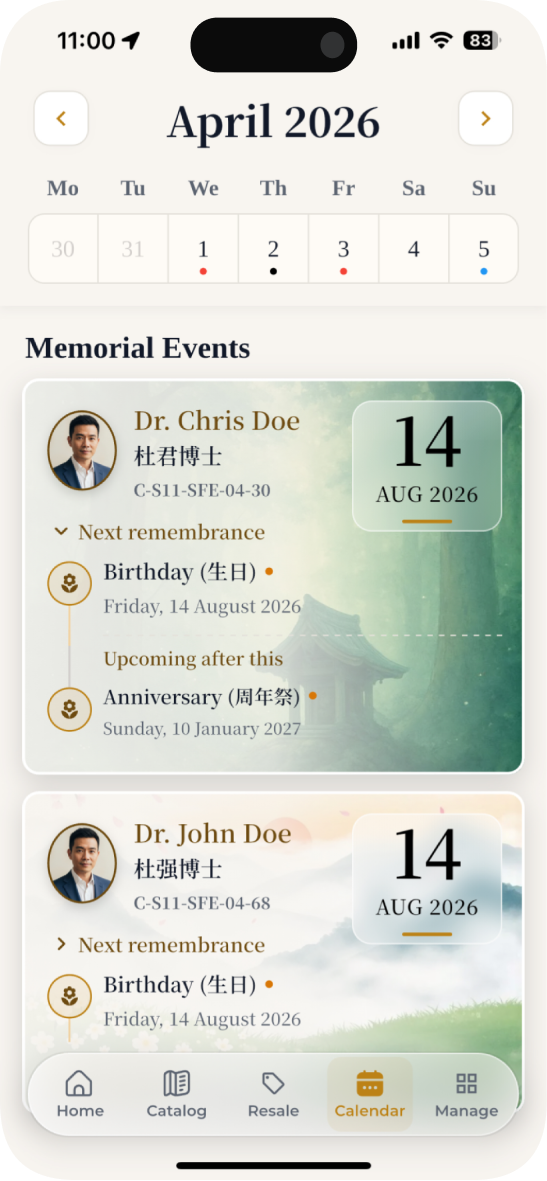 Smart Prayer Calendar screen in the GoReach app