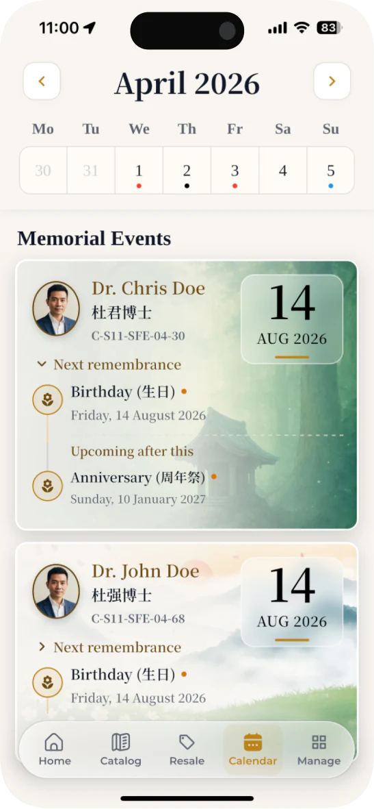 Smart Prayer Calendar screen in the GoReach app